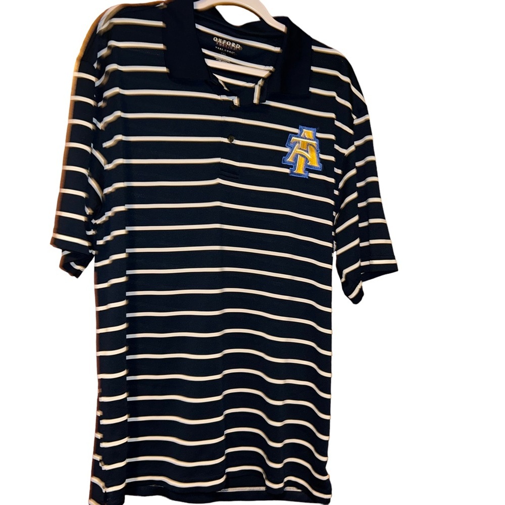 Men North Carolina A&T State University Aggie Pride navy stripe polo shirt XXL